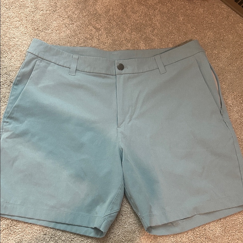 lululemon athletica Light Blue Flat Front Shorts. Commission classic short 7inch